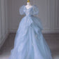 Blue Prom Dresses V Neck Long Evening Gown    fg4890