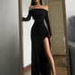 Black Evening Prom Dresses, Off The Shoulder Prom Dresses      fg5054