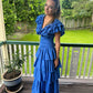 Elegant Blue Evening Dress, Tiered Prom Outfit   fg5424