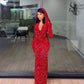 Charming Red Sequin Sheath Prom Dress,Red Evening Dress       fg5201