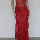 Spaghetti Straps Birthday Party Dresses Red Lace Prom Dresses     fg4831