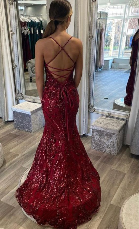 Designer Spaghetti Straps Long Mermaid Sleeveless Prom Dress       fg4826