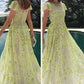 A-Line Lace Cap Sleeves Tulle Long Prom Dress with Appliques       fg4762