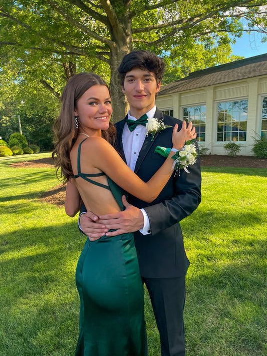 Dark Green Mermaid Prom Dresses,Backless Fitted Formal Dress     fg4363