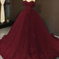 Ball Gown Tulle Off-the-Shoulder Sleeveless Applique Chapel Train Dresses      fg5063