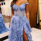 Tulle Appliques Off-the-Shoulder Ruffle Long Prom Dress       fg4747