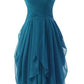 Beautiful Teal Color Short Bridesmaid Dress, Chiffon Sweetheart Short Party Dress       fg5030