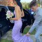 Purple Mermaid Prom Dresses Lace Appliques Evening Party Formal Gowns     fg4552