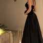 A line Black Long Prom Dress With Straps       fg5264