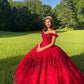 Red Prom Dress Ball Gown Quinceanera Dresses 3D Flowers Princess Corset Back Princess Prom Sweet 16 dress     fg1214