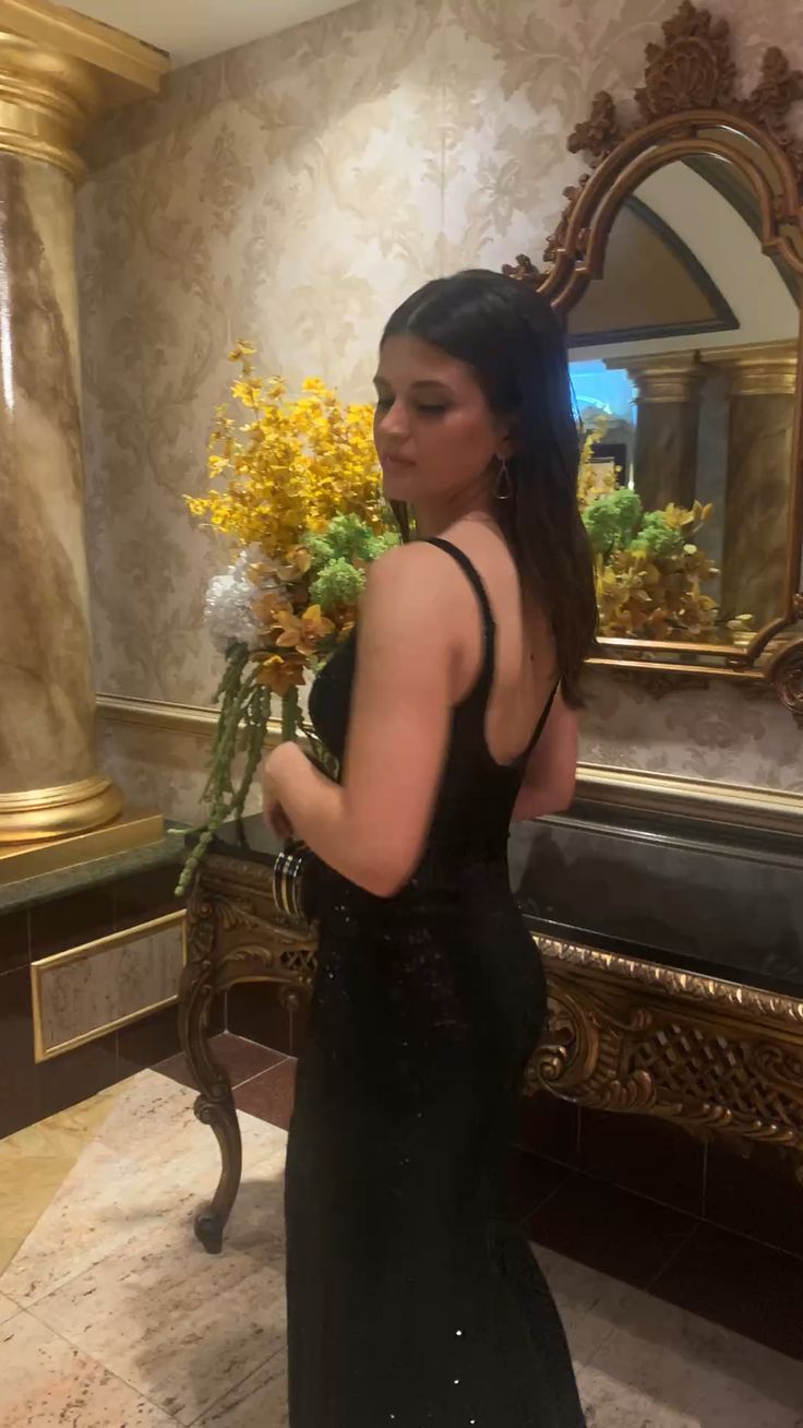 Sexy Black Long Prom Dresses With Slit     fg5124