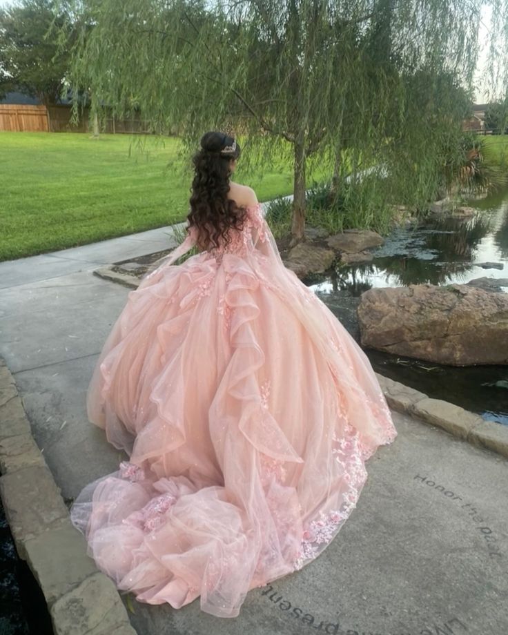 Romantic Pink Ball Gown Quinceanera Prom Dresses Sexy Lace Long Sweet 16 Dress Vestidos     fg5526