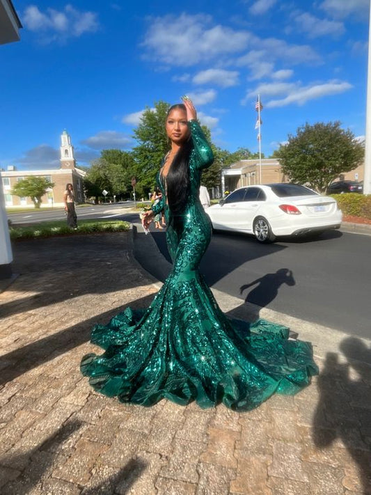 green prom mermaid dress      fg4127