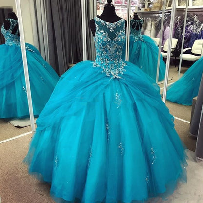 Blue 15 Years Ball Gown Quinceanera Dress         fg4345