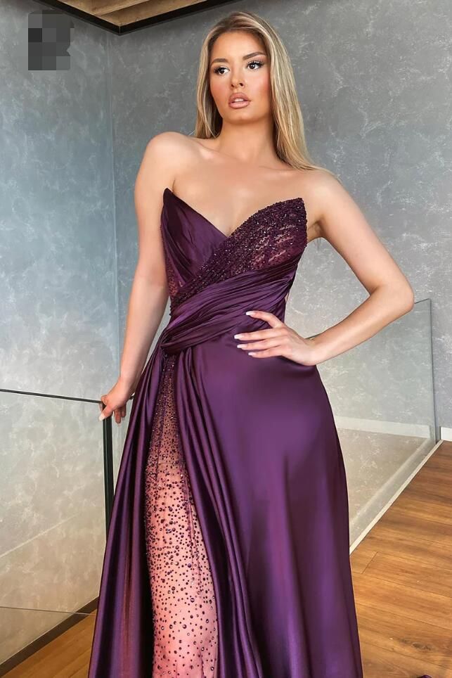 Sexy V-Neck Side Split Long Prom Dress     fg3391