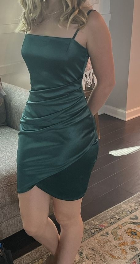 Dark Green Bodycon Homecoming Dress Short Prom Dress     fg3513