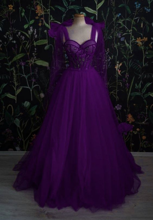 Dark Purple Long Prom Dresses Formal Dress     fg3430