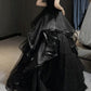 Sleeveless High Waist Irregular Black Prom Dress     fg3801