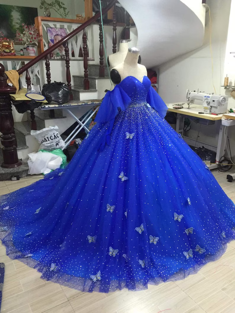 Royal Blue/Red quinceañera dress Ball Gown Prom Dresses Evening Gown    fg2853