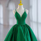 Green Ball Gown Satin Short Prom Dress, Green Satin Evening Dress Green Homecoming Dresses      fg3413