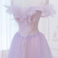 A-Line Purple Off Shoulder Long Prom Dress, Purple Formal Evening Dresses     fg5248