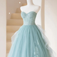 Cute Tulle Strapless Long Prom Dress, A-Line Lace Formal Evening Dress       fg5441