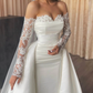 Mermaid Wedding Dresses With Detachable Skirt Sweetheart Long Sleeves Beaded With Pearls Wedding Dress    fg4119