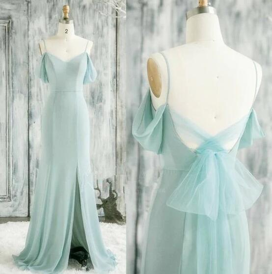 Sage Green Prom Dresses, Formal Dresses, Off The Shoulder Prom Dresses, Sheath Prom Dresses, Chiffon Prom Dresses      fg4205