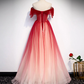 Burgundy Off Shoulder Tulle Long Prom Dress, Burgundy Formal Dress       fg5699