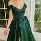 A-Line Prom Dresses Floral Dress Wedding Guest Wedding Party Court Train Sleeveless Off Shoulder Evening Dress      fg3945