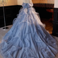 Fashion Sky Blue Ruffle Prom Dresses Ball Gown Sleeveless Prom Formal Dresses      fg4883