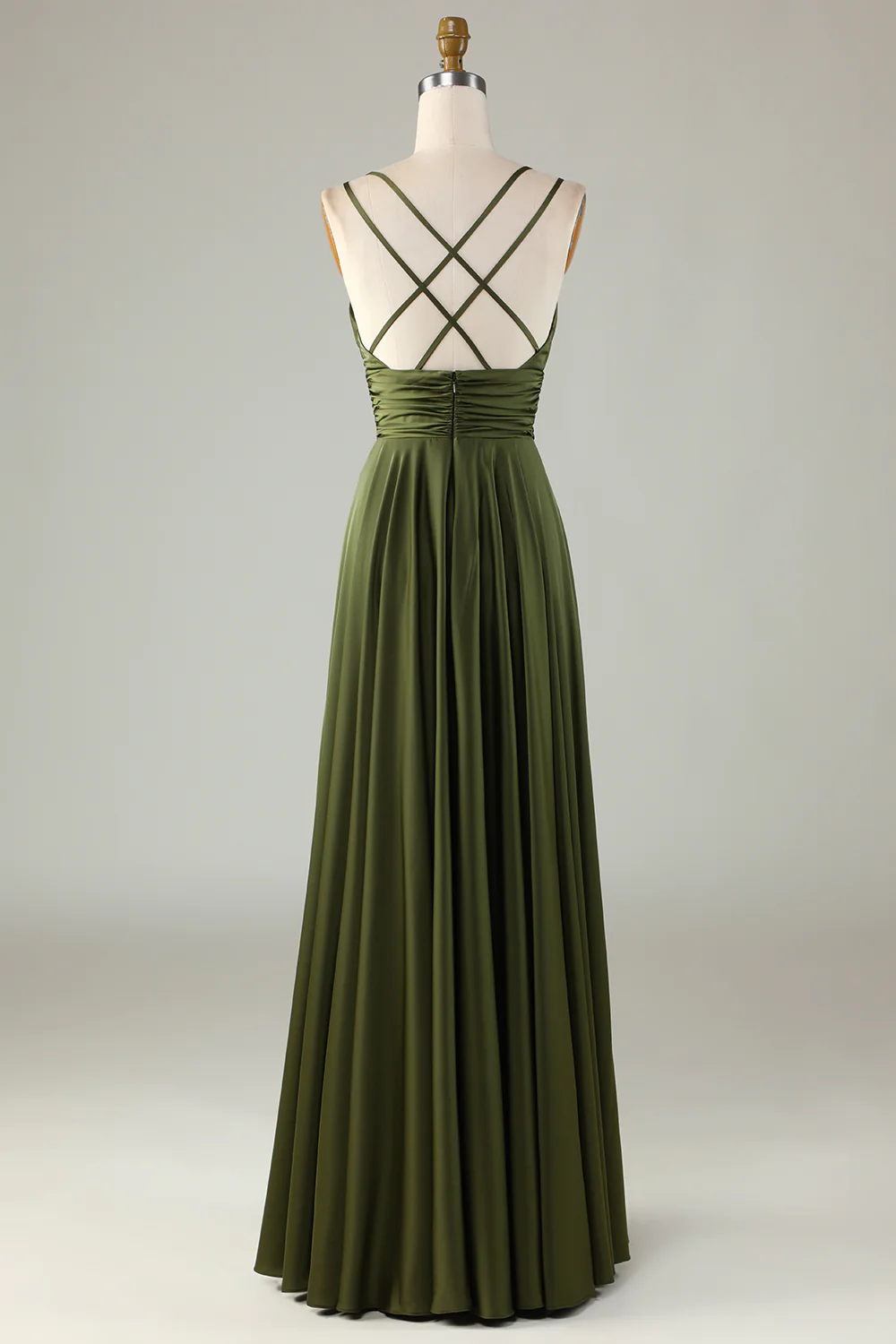 Simple Prom Dresses, A-line Sleeveless Olive Long Bridesmaid Dress      fg5010