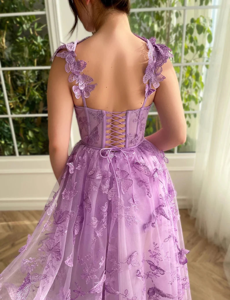 Butterfly Purple Prom Gown, Elegant Long Prom Dresses      fg3363