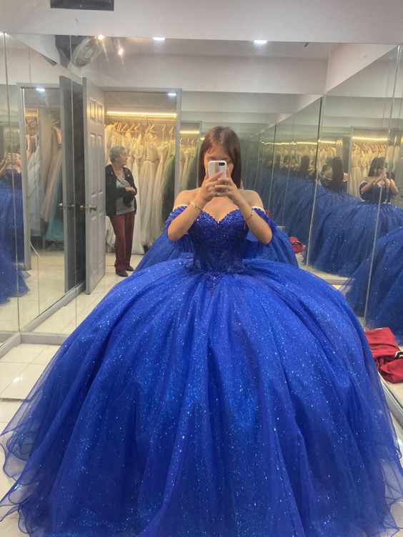 Royal Blue Sparkly Princess Ball Gown Quinceanera Dresses    fg6843