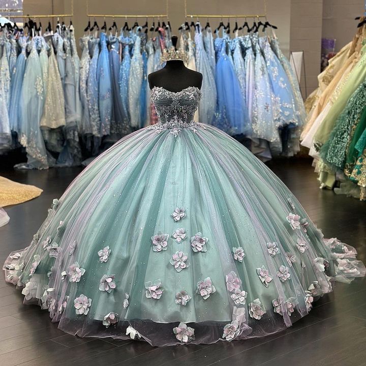 A-Line Tulle Appliques Quinceanera Dress Sweet 16 Ball Gown      fg6822