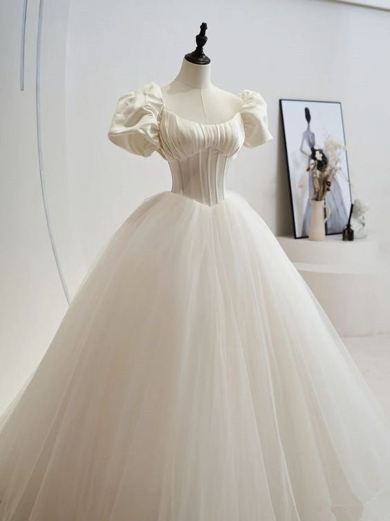2023 Charming White Ball Gown Long Prom Dresses     fg3195