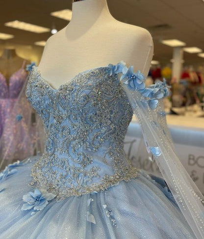 Blue quinceañera dress Ball Gown Prom Dresses Evening Gown    fg2842