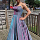 A-Line Purple Multi Sequin Strapless Prom Gown     fg1074