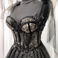 Black Wedding Dresses with Beaded Lace Appliques    fg2666