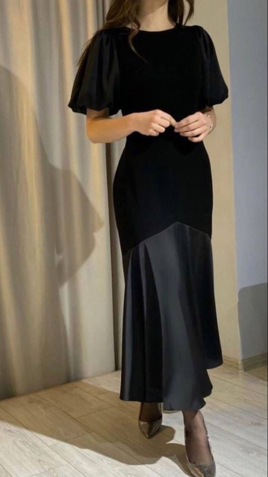 Elegant Black Modest Prom Dress   fg2500