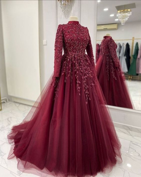 Burgundy Prom Dresses, Formal Evening Dresses    fg1746