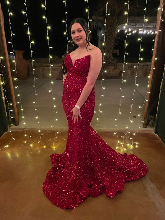 Red prom dress Red sparkly prom dress   fg2073