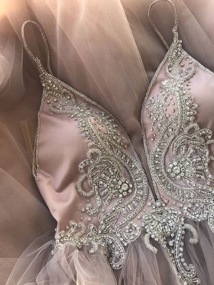 Smoky purple a-line tulle wedding dress, sparkling top prom dress   fg1861