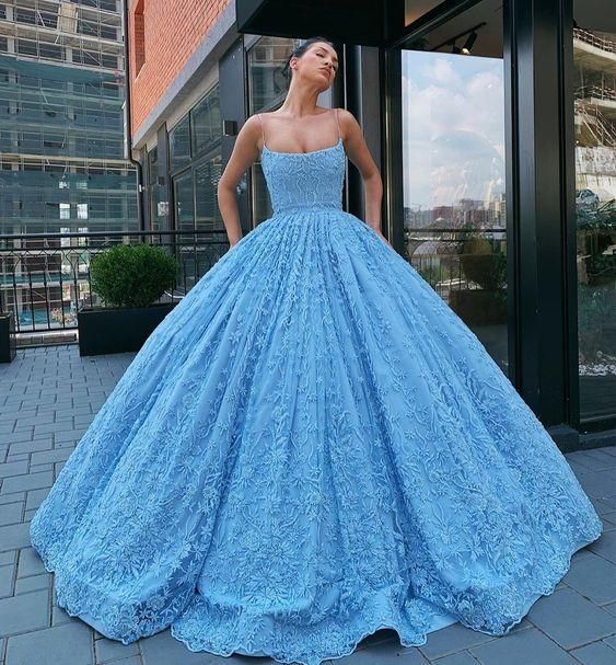 Blue Prom Dress, Charming Evening Dress, Ball Gown Prom Dresses   fg1183