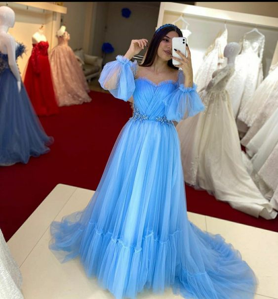Blue Prom Dresses Elegant Long Formal Dress    fg1296
