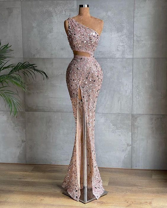 pink long prom dress, pink evening dress       fg1172