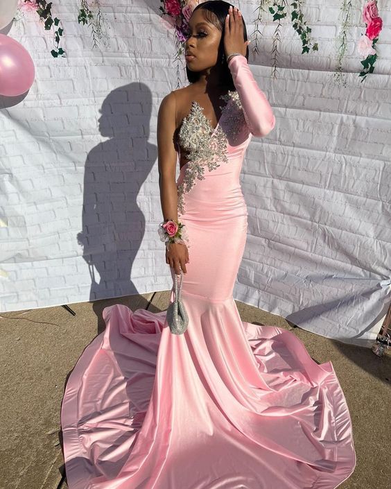 Stunning and Elegant Princess Party Wear Gown Pink Prom Dresses     fg1142