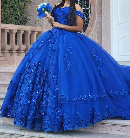 Ball Gown Blue Prom Dresses, Formal Dresses, Puffy Prom Dresses     fg2180