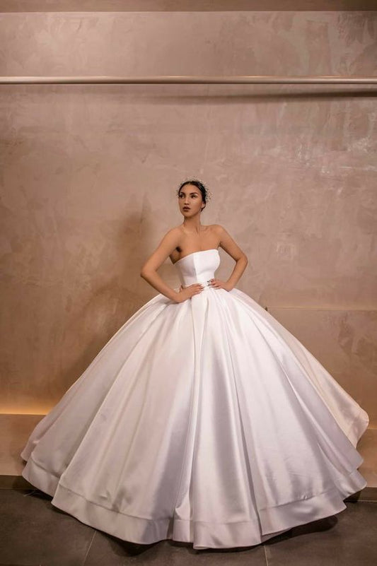 White Long Ball Gown Prom Dresses    fg1189