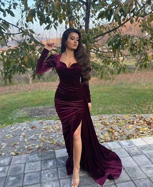 Sexy burgundy prom dress   fg1039